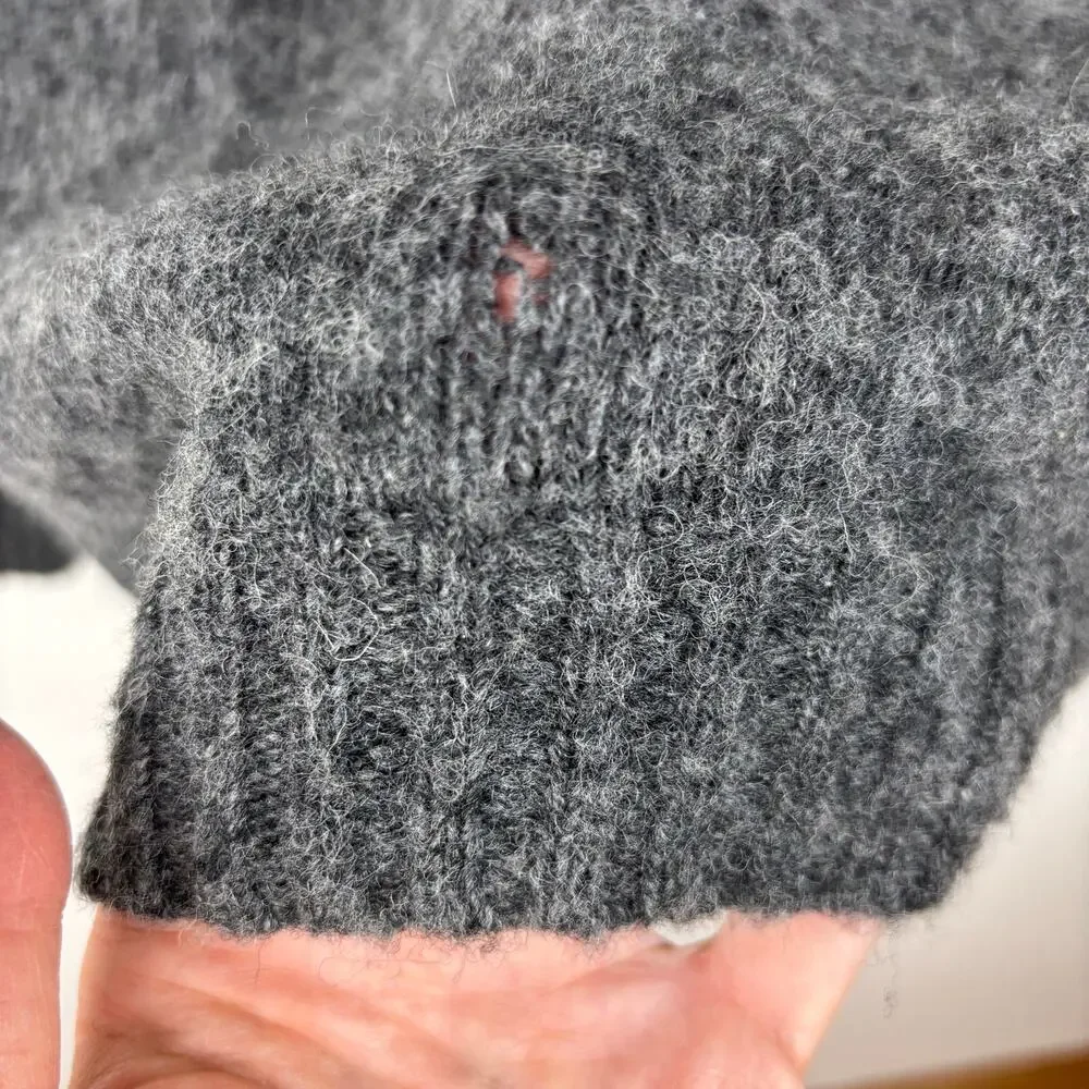 Norse Projects Birnir Fair Isle Gray Sweater Large 100% Pure New Wool *hole